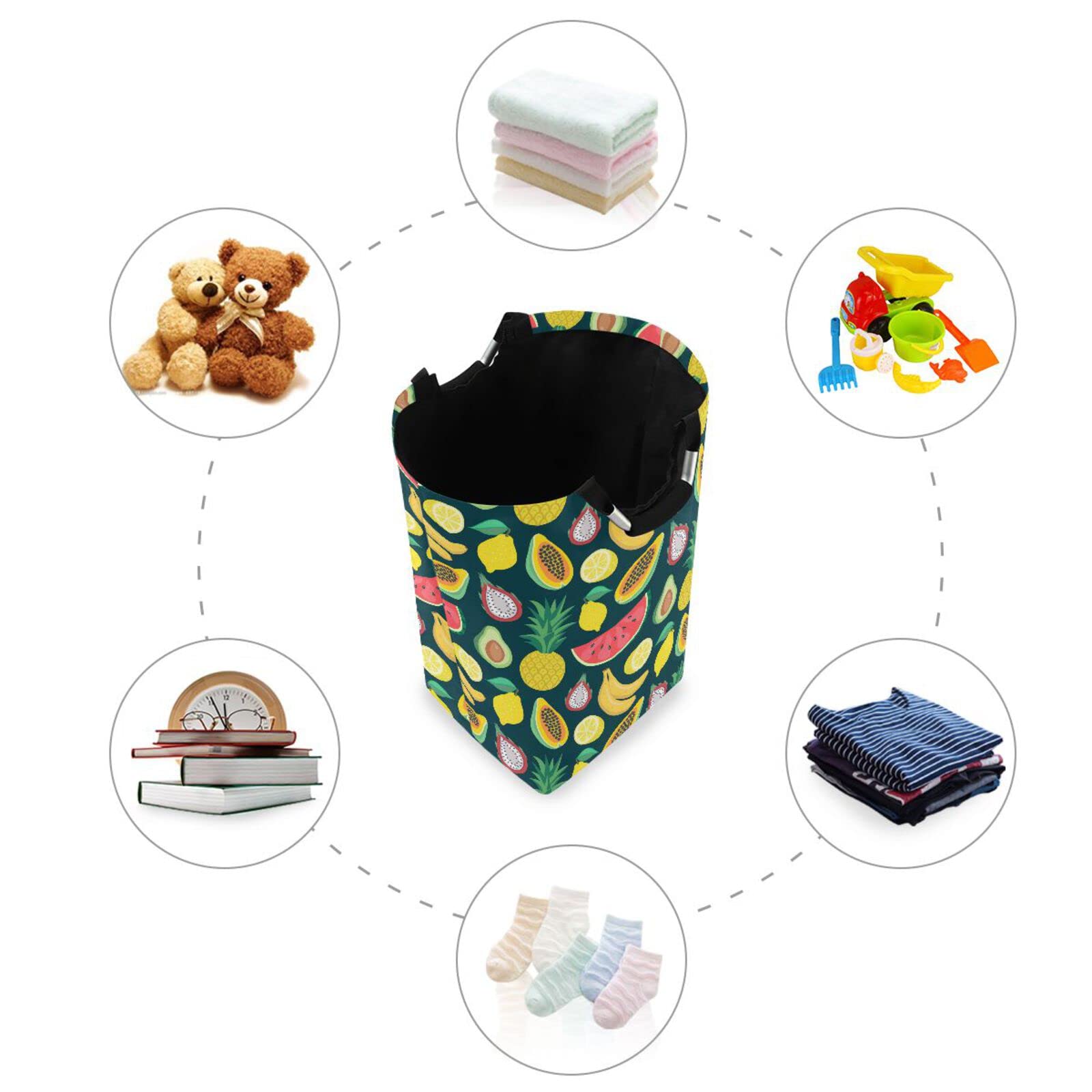 Cesto portabiancheria pieghevole super grande con manico impermeabile, grande cesto portaoggetti in cotone e lino, giocattoli per bambini, contenore per abbigliamento sporco  15
