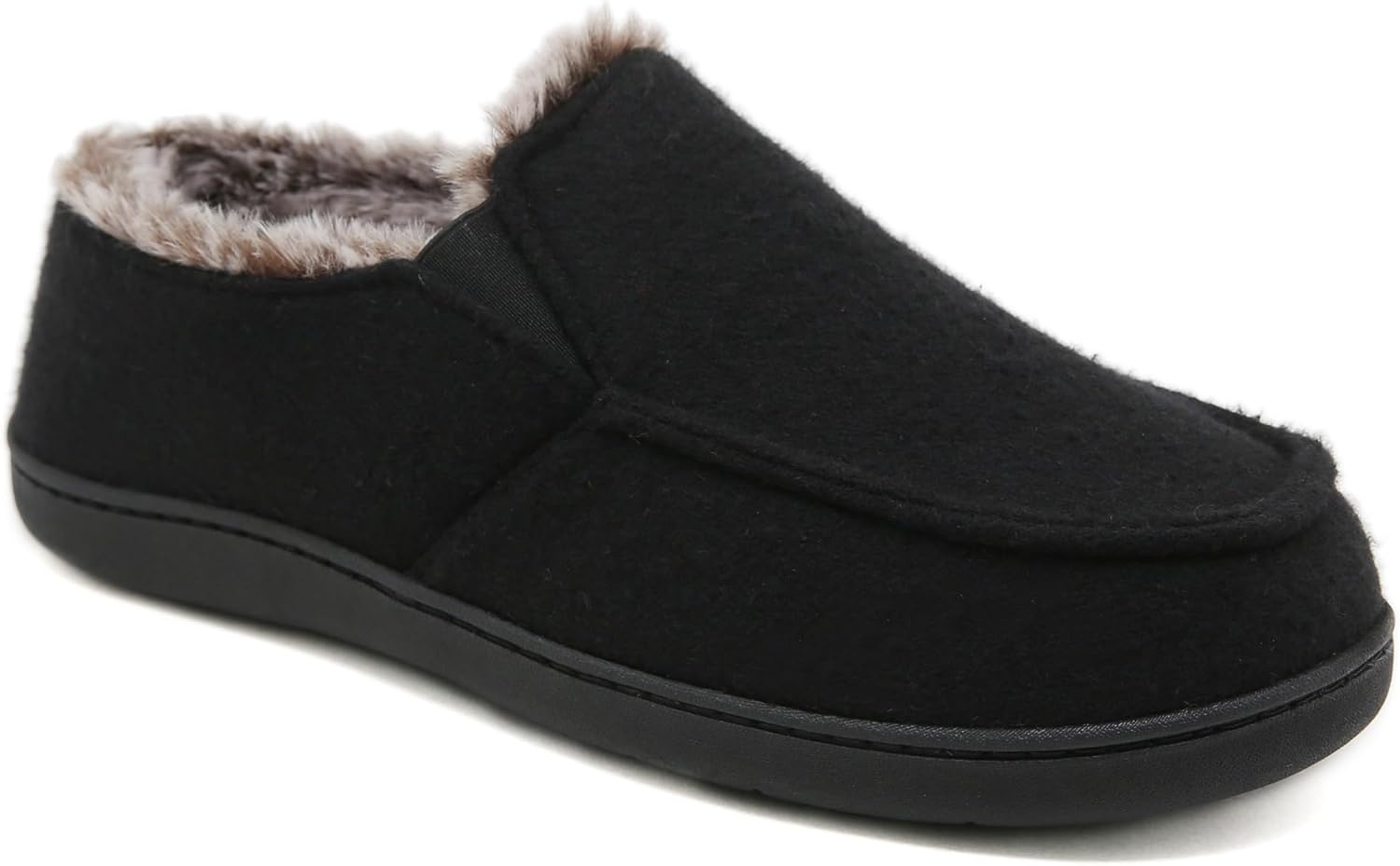 SMajong Heren Pantoffels Winter Warme Huis Schoenen Antislip Mocassin-pantoffels Fuzzy Slippers voor Binnen en Buiten Zwart Wit 46 EU