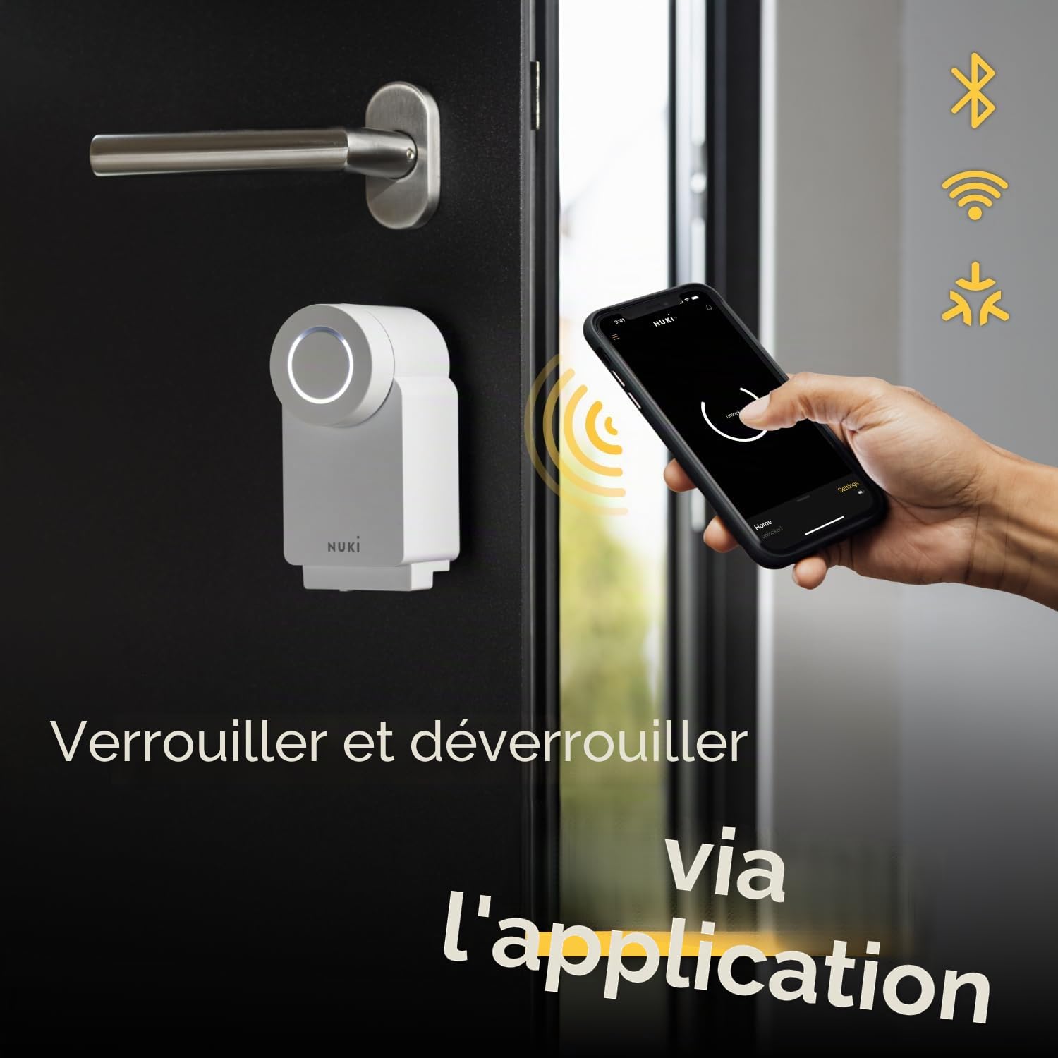 Nuki Smart Lock (2023), 4th Generation, Smart Door Lock with Mat for Keyless Access without Conversion, Electronic Door Lock That Turns Smartphone into a Key White, 221002