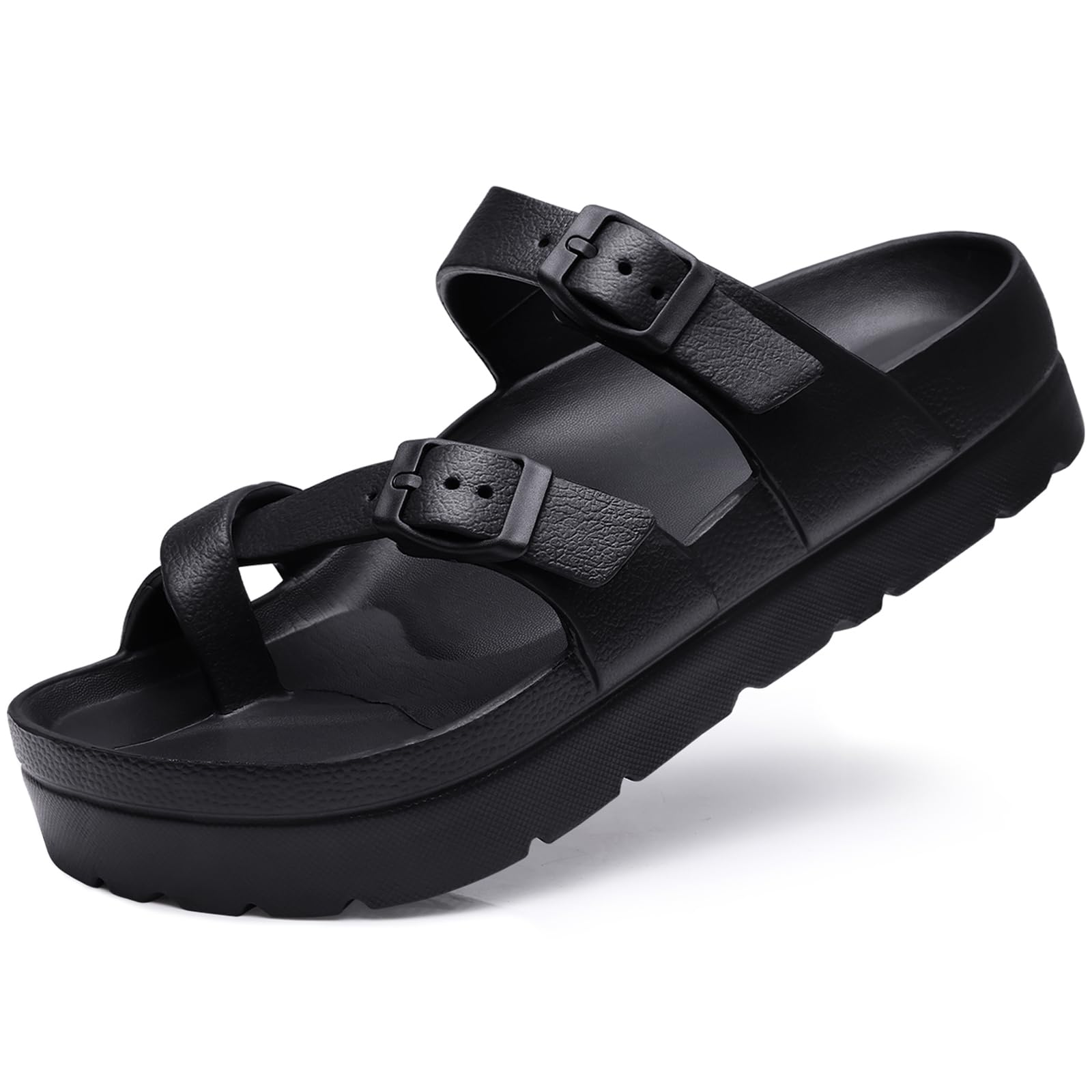 Goosecret Women's Platform Sandals with Arch Support Comfortable Foam Slides Summer Beach Sandals with Adjustable Buckle