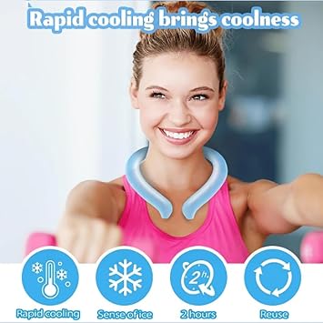 Ice Cooling Neck Ring, Wearable Neck Ice Ring, Portable Hanging Neck Cooler, Reusable Summer Cool Body Cooler Tube Below 28 ℃ for Outdoor Sports, Indoor Cooling and Heat Dissipation(A2)