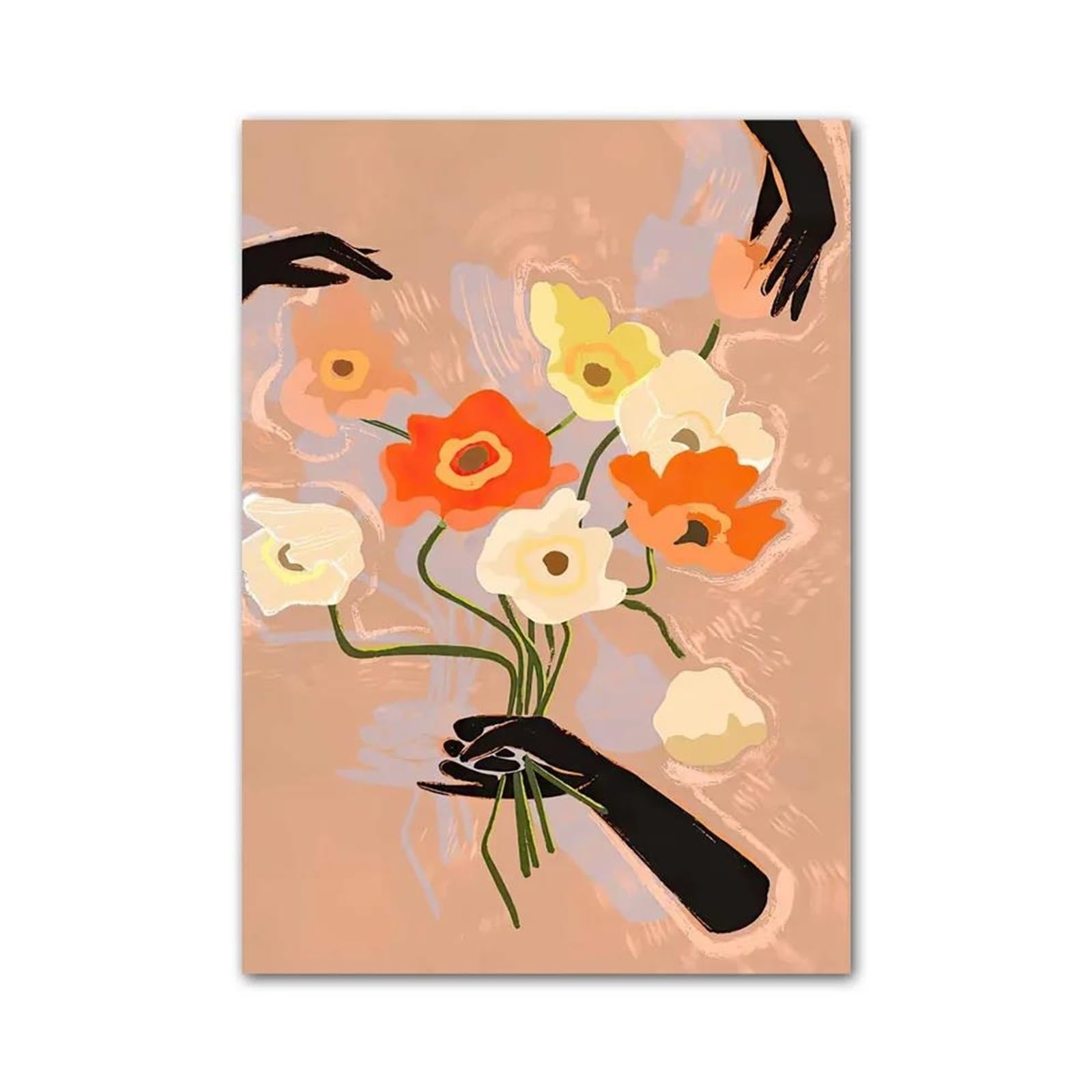 Xenite Girls I Wall Art Canvas Prints Retro Flower Leaf Vase Abstract Gallery Poster No Frame Wall Art Prints Canvas Painting Pictures For Living Room Decor(,20X30cm)