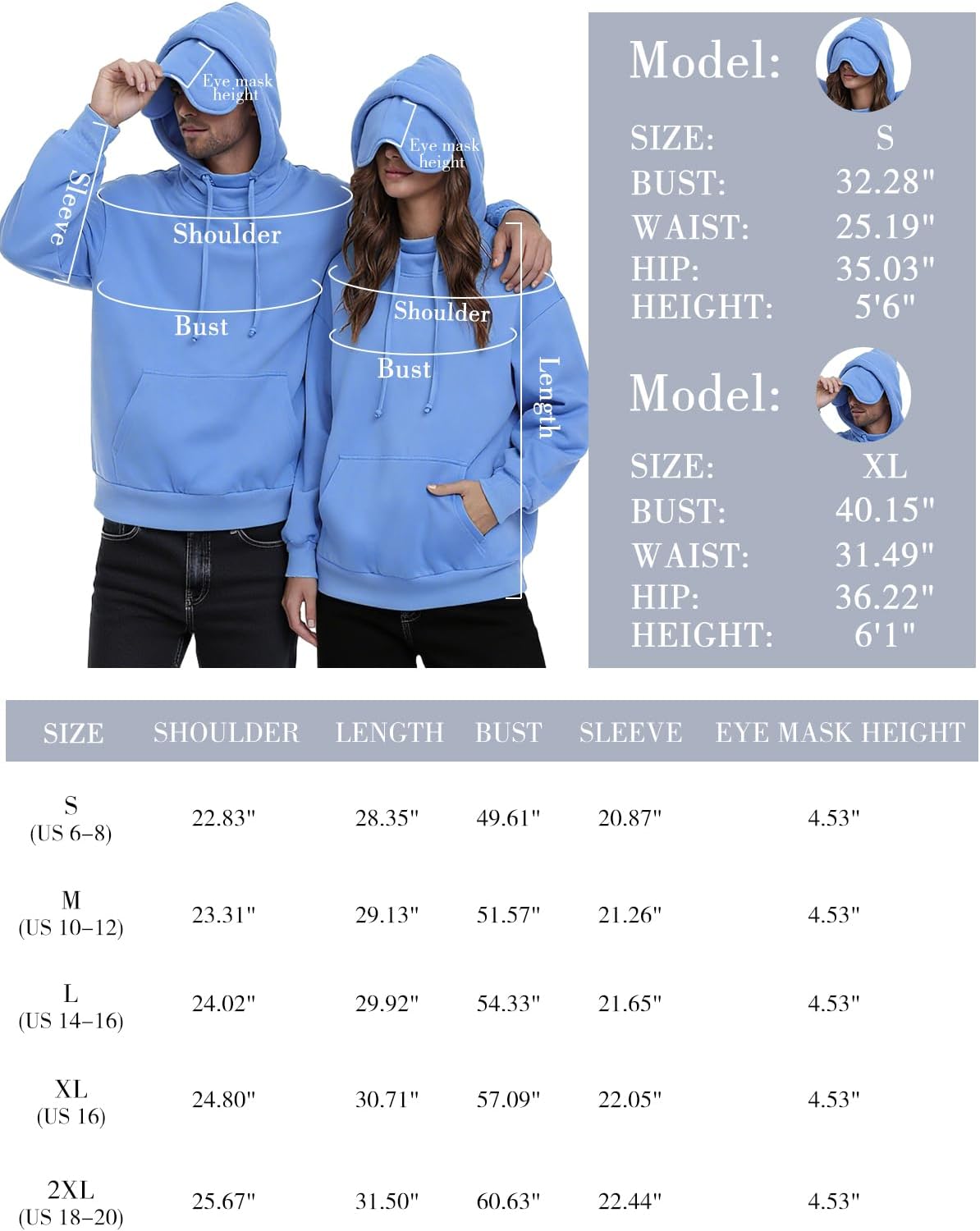 SeSe Code Hoodie with Eye Mask Travel Airplane Unisex Oversized Sweatshirt Sleep Pullover with Pocket Fleece Couples Hoodies - Image 6