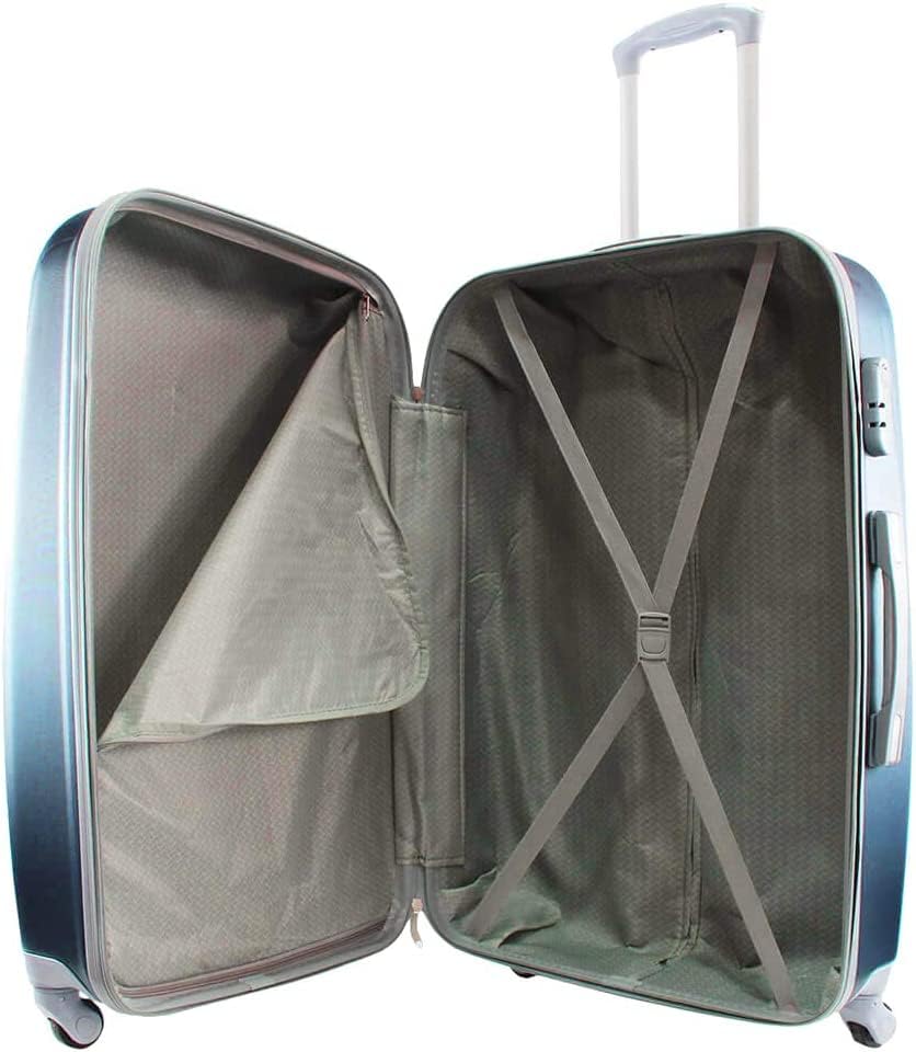 Koffer-Set, 3-teilig, aus ABS-Kunststoff, 4 Rollen und Schloss, leichte Struktur, bequemer Teleskopgriff, Vorhängeschloss, Kombination 28 Zoll (73,5 x 48 x 26 cm), 63,5 x 42 x 23,5 cm +