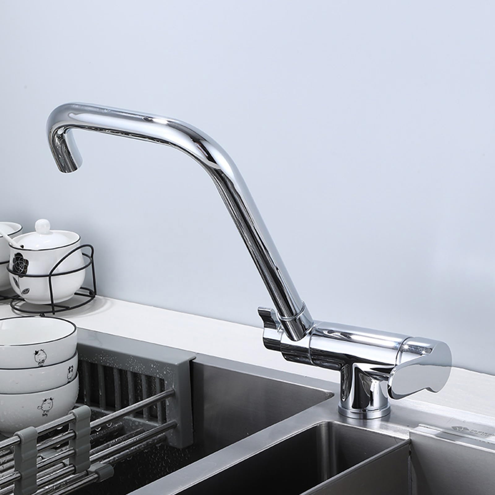 XJTNLB Robinet 3 Voies Osmoseur Brossé Mitigeur Monocommande Evier Rotation Robinet de Cuisine à Eau Potable Filtré Mitigeur à 3 Voies pour Evier-Un