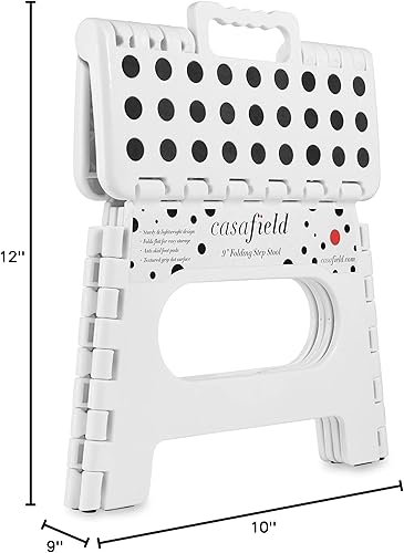 Miniatura 14 de Casafield Taburete plegable de 9 pulgadas con asa (juego de 2), gris, taburete plegable portátil de plástico pequeño para niños y adultos, uso en la