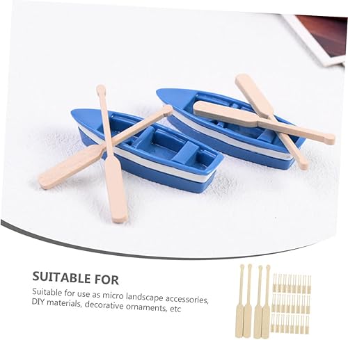 Miniatura 7 de 24 pares de mini remos de madera para playa, diseño de bote, mini remos de madera, kits de modelo, juguete, barco de pesca, juguete de paleta de