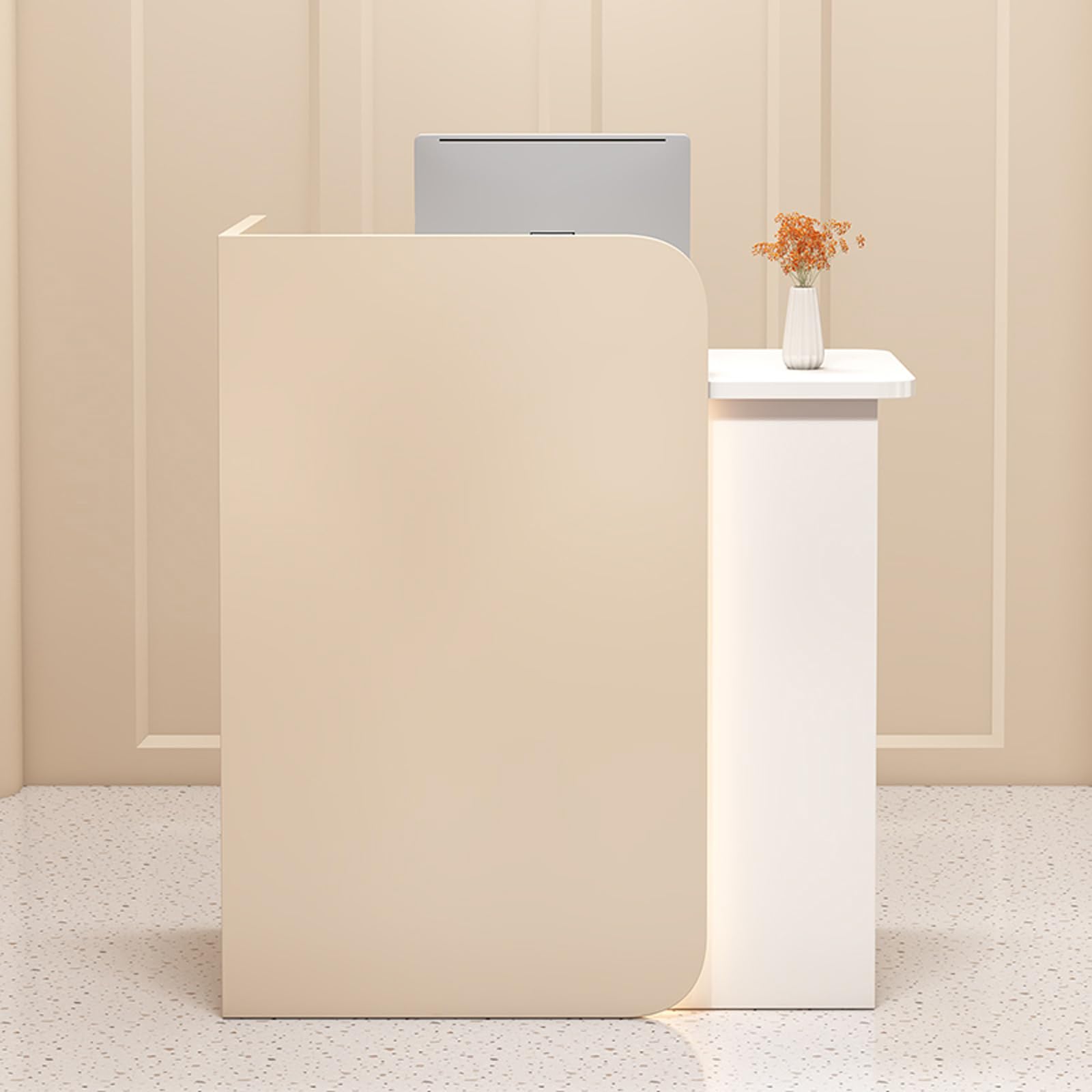 Rezeptionstresen, Verkaufstheke, Kasse, Kassierer, Büro-Schließfachtisch mit Schubladen, Kabel, LED-Rezeptionstresen – L-förmiger Kassentresen mit abschließbarer Schublade für Büro, Schönhei