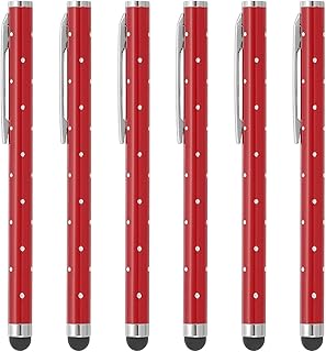 PATIKIL Stylus para Pantallas Táctiles 6 Pcs Estilizadores De Alta Precisión Universal Estilo Cristal Metal Pluma Capacitiva para Dispositivos Táctiles Teléfonos Tabletas Laptop Rojo