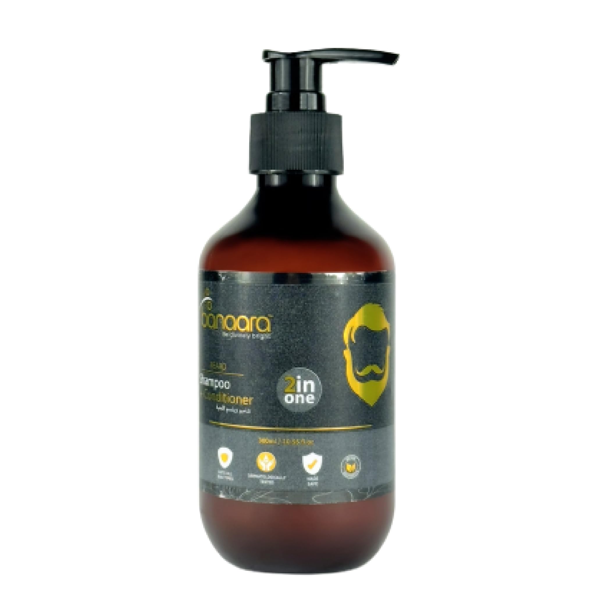 Banaraa Beard 2-In-1 Shampoo & Conditioner | Conditions & Cleans Beard Mustache | Blended with shea butter, coco butter, coconut oil, and olive oil, 300 Ml