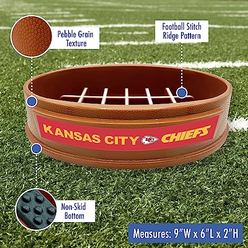 Image of NFL Super-Bowl Kansas City Chiefs Slow Feeder Dog & Cat Bowl. Football Design for Healthy Digestion. Non-Slip for Large & Small Pets