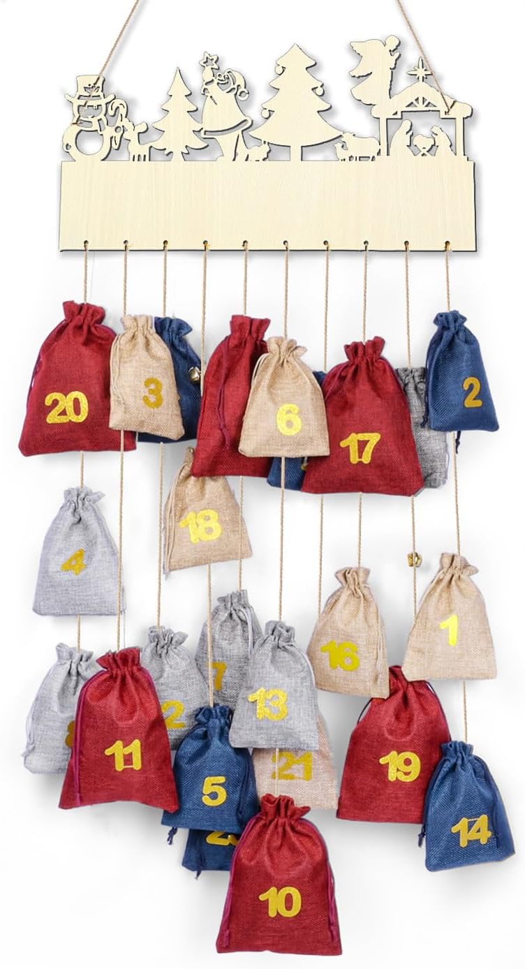 MOVINPE Advent Calendar Set for Filling, Featuring Wooden