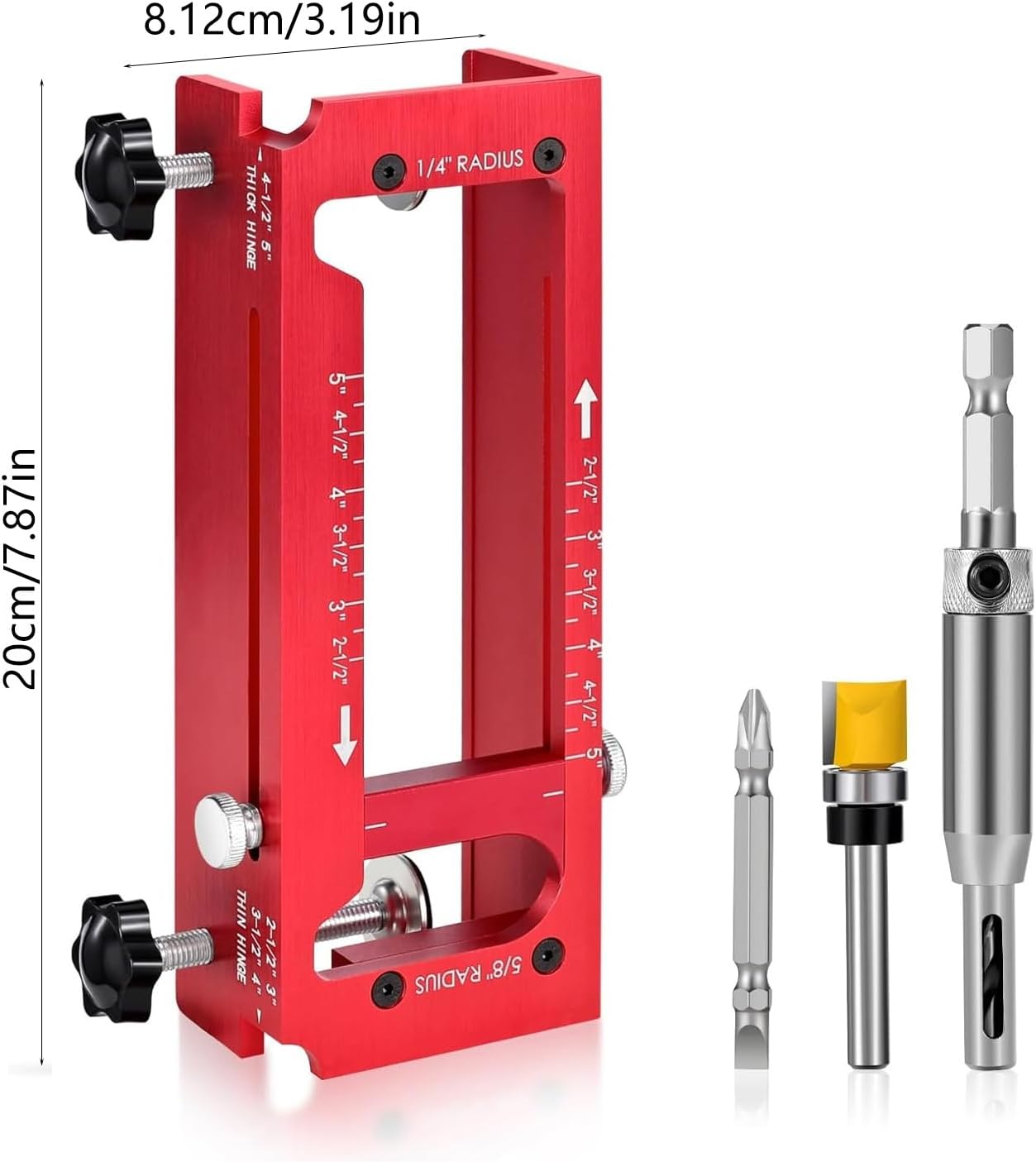 Door Hinge Jigs, Doors Hinges Mortiser Hinges Installation Set, Hinge Jigs for Door Frame/Jamb for 2.5 ” to 5 ” Length Router Template