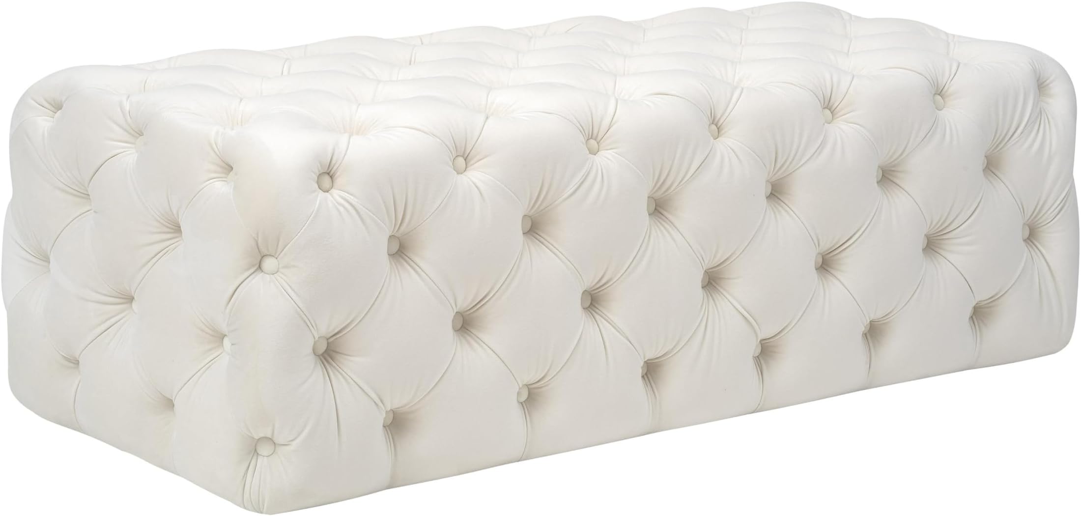 Kaylee Cream Velvet Ottoman
