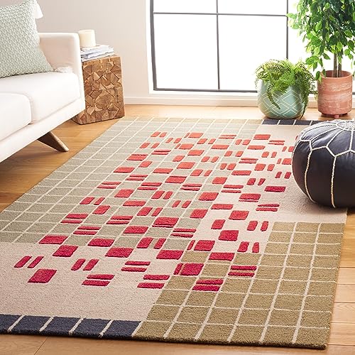 Tapete decorativo rectangular 4 x 6 pies gris rojo