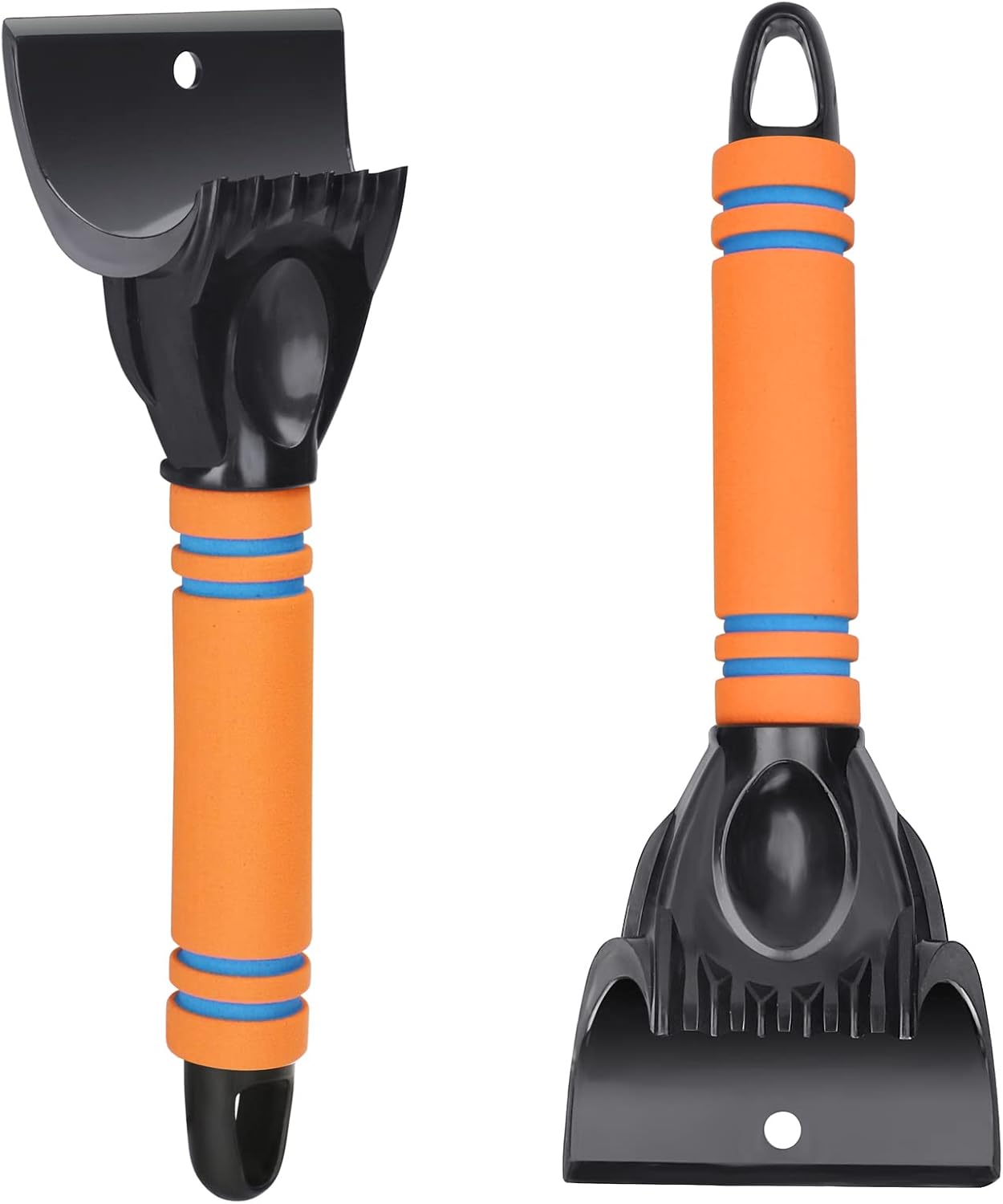 YONHAN Ice Scraper 2 Pack, Snow Brushes Snow Scraper Frost Ice Removal Tool Snow Ice Brush, Sturdy, Foam Grip, Ice Scraper for Cars and Small Trucks Windshield from Scrape Frost and Ice (Orange)
