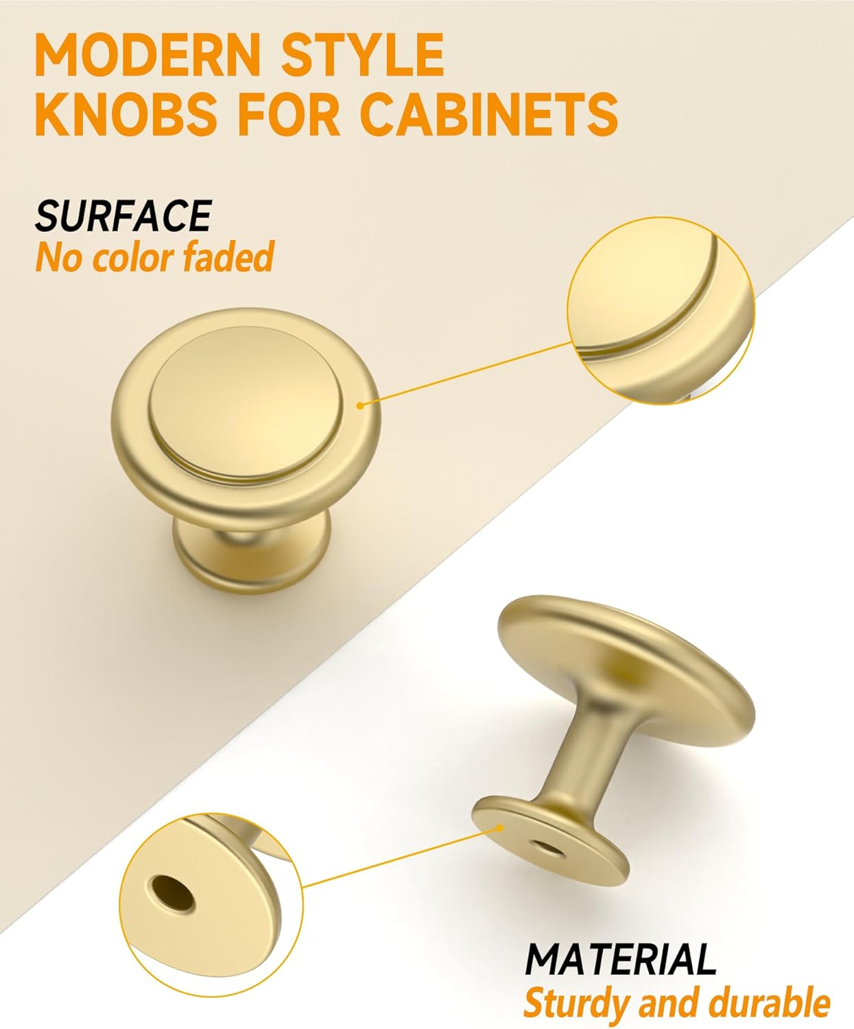 30 Pack Gold Cabinet Knobs - 1-1/4 Inch, Kitchen & Bathroom, Closet & Dresser - Gold Hardware