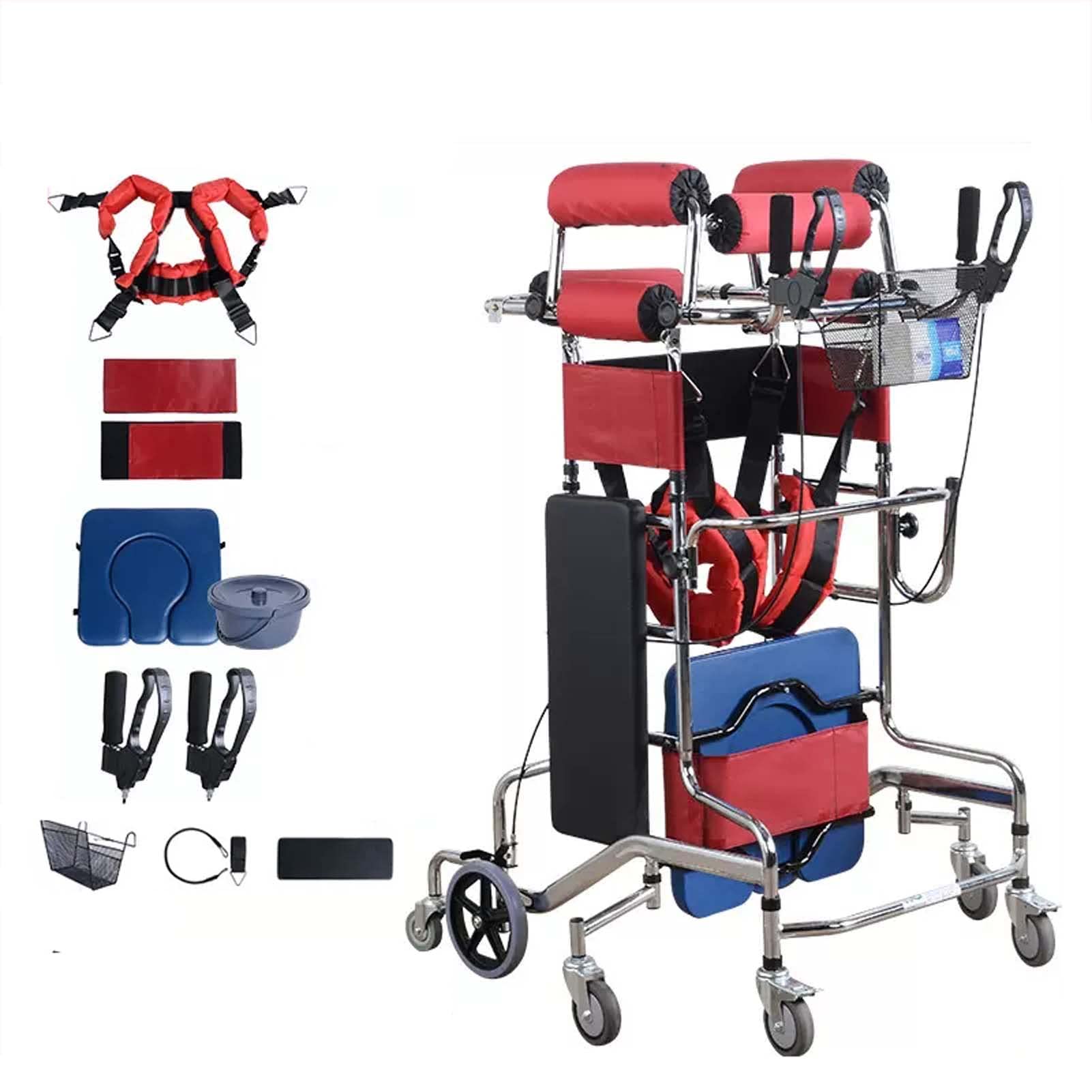 YSUEFIJO Deambulatore per Anziani 8 Ruote, Rollator in Alluminio Pieghevole, Deambulatore con Seduta, capacità di Carico Fino a 150 kg, Deambulatore per Casa, Girello per Anziani