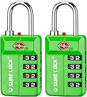 Vista 12 de SURE LOCK Cerraduras de equipaje con combinación de 4 dígitos reiniciables aprobadas por la TSA con alerta abierta, diales de fácil lectura