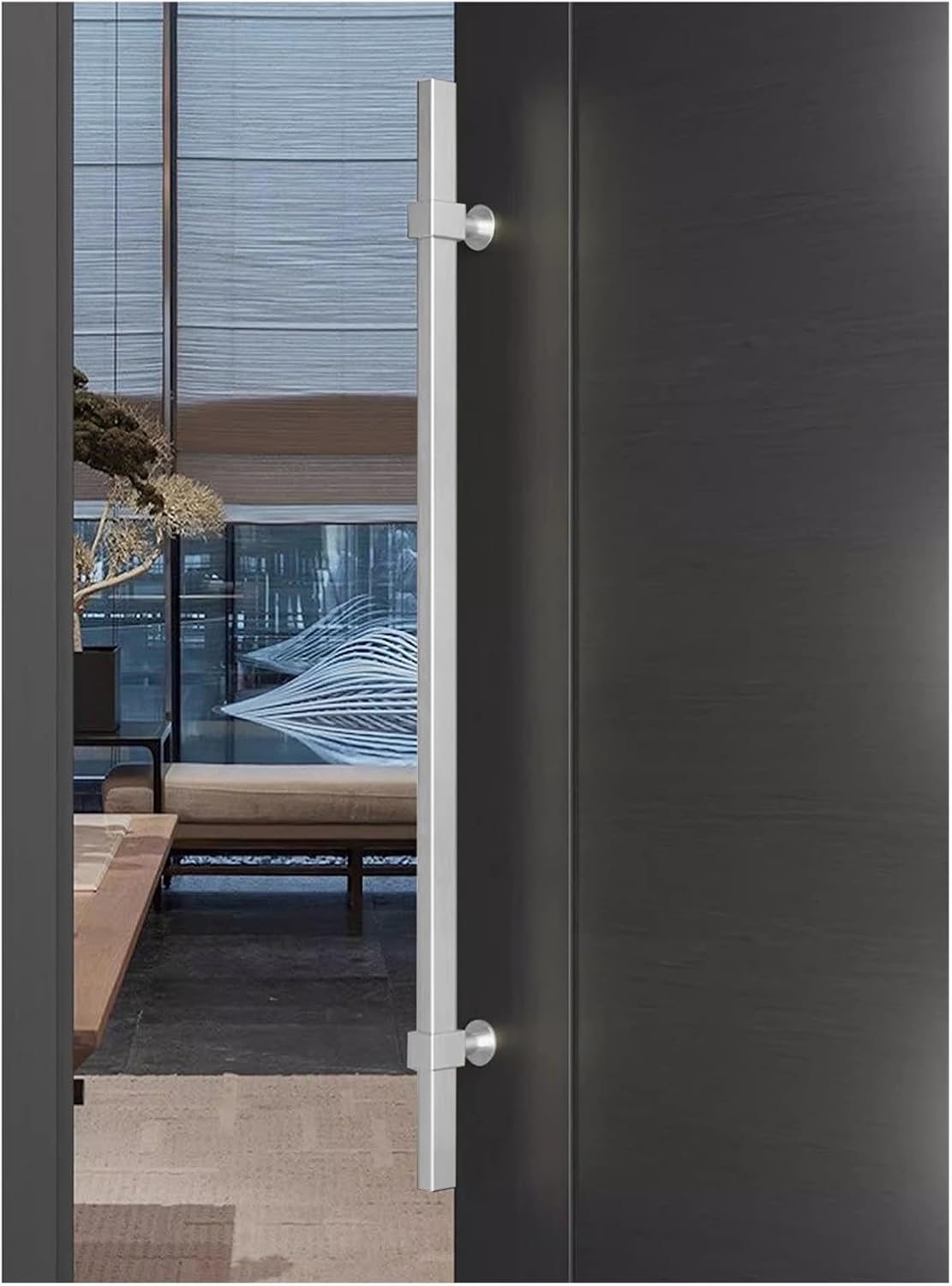 Stainless Steel Door Pull Handle - Heavy-Duty Two-Sided Entry Bar for Front Doors, Wooden Gates & Glass Doors