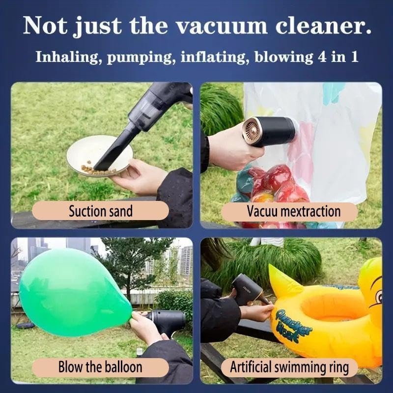 Cordless Car Vacuum Cleaner with 4-in-1 Accessories for Cars, Homes, Offices & Pets - Powerful Suction Power & Multifunctional Accessories