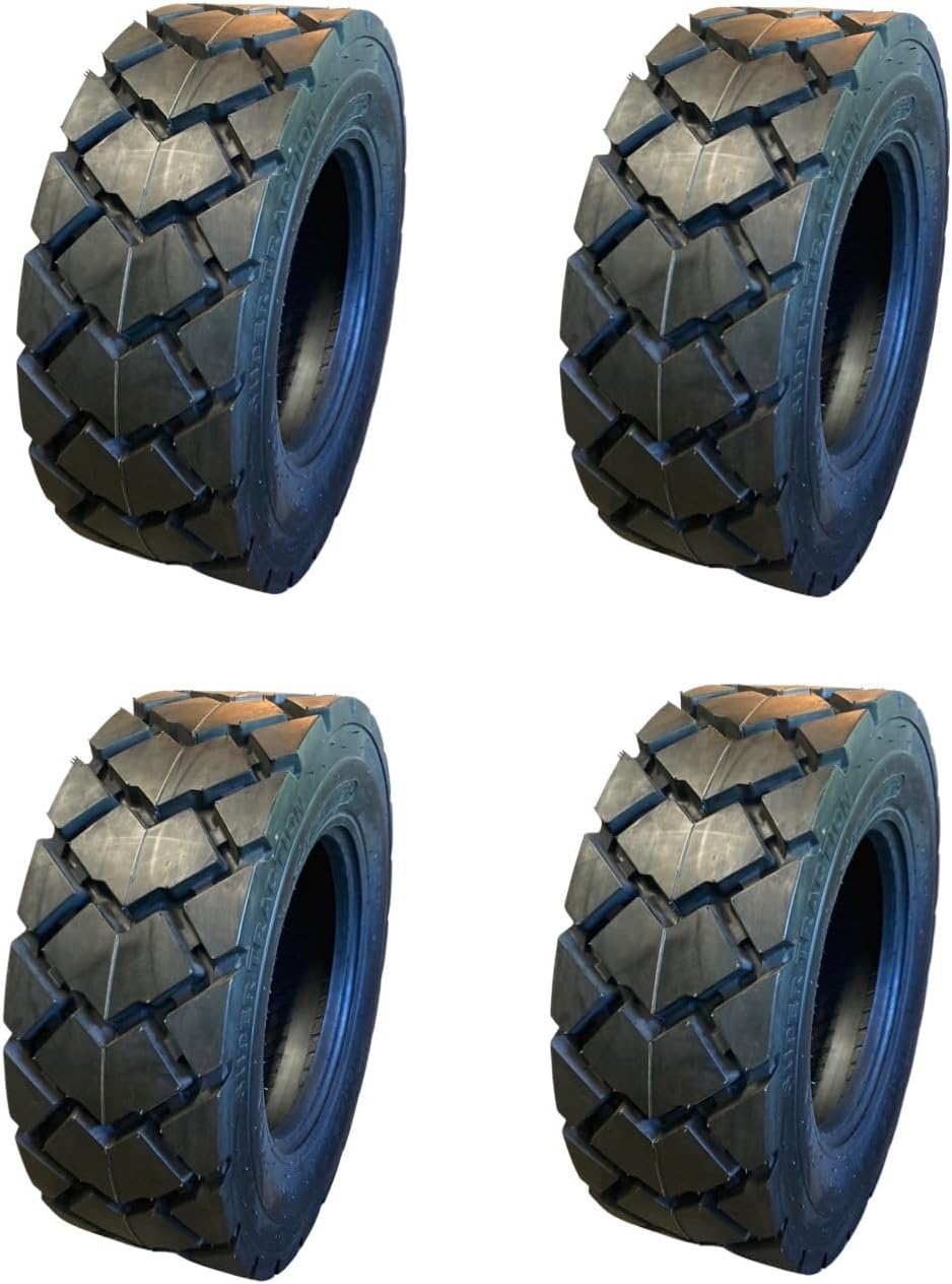 Set of 4-Heavy Duty 10-16.5 Forerunner SKS-6 L-5 Skid Steer Tires - 12PLY -10X16.5