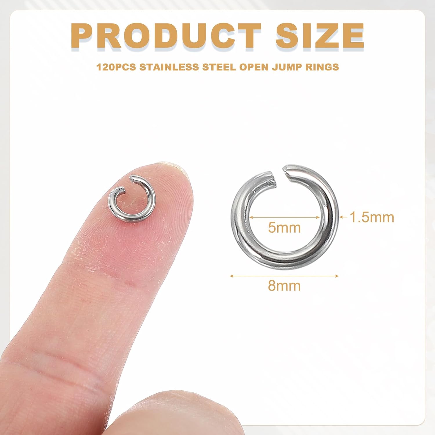 uxcell 120pcs Open Jump Rings, 8mm Stainless Steel Split O Rings 1.5mm Thick Connector Ring for Bracelet Necklace Pendant Jewelry Keychain DIY Craft Making, Silver image 2