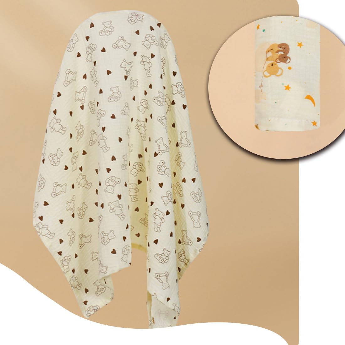 Mousseline Tissu d'allaitement en coton pour bébé Respirant et léger