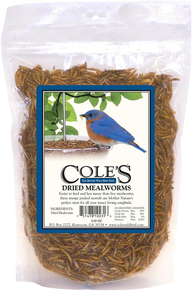 Cole's DRMW Dried Mealworm Bird Food, 3.52Ounce Meal Worms Animal Food Pet