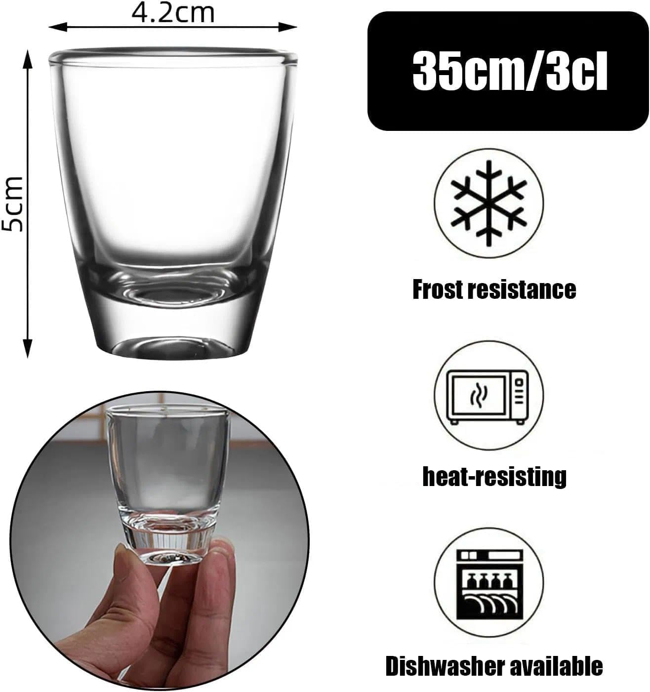 Bicchierini da liquore, 35 ml, set di bicchieri da shot, resistenti in vetro, per tequila, vodka, ouzo, liquore (35 ml-36 confezione)