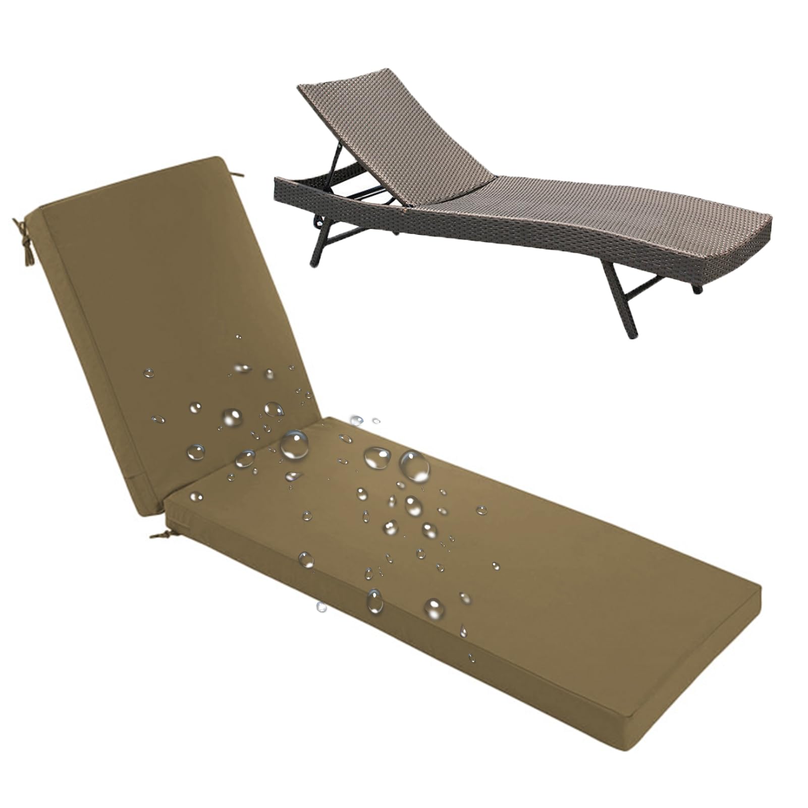 Cojín de asiento impermeable 180x60x8 cm lavable para sofá de jardín 1