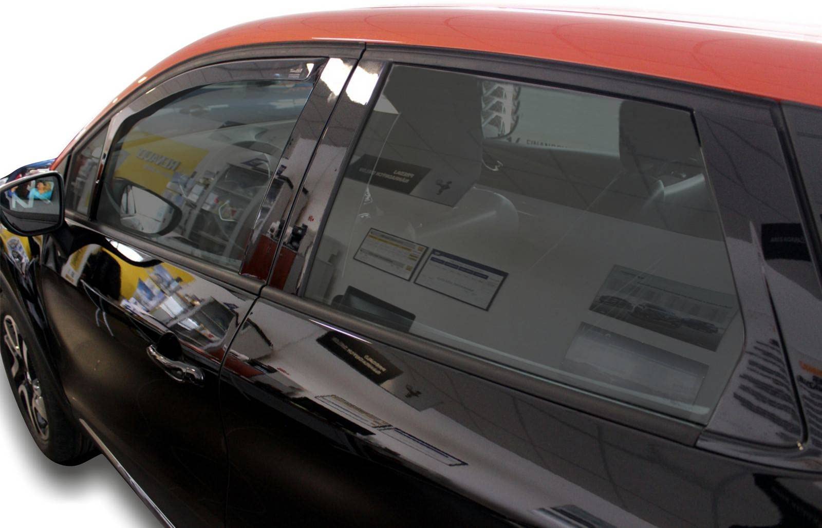 J&J AUTOMOTIVE Windabweiser passend für Renault Captur 5-Türer 2013-2019 4tlg, Heko Regenabweiser Vorne Hinten Getönt Dunkel Passform