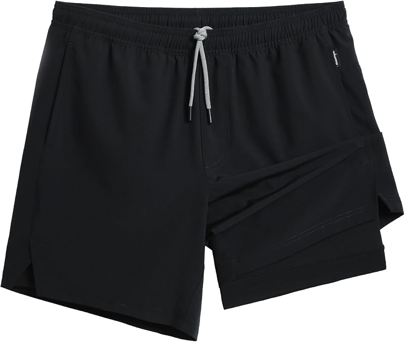 maamgic Pantalones cortos de gimnasio para hombres de 7 pulgadas de entrepierna con forro elástico 2 en 1 pantalones cortos de entrenamiento para hombres de secado rápido pantalones cortos deportivos para correr