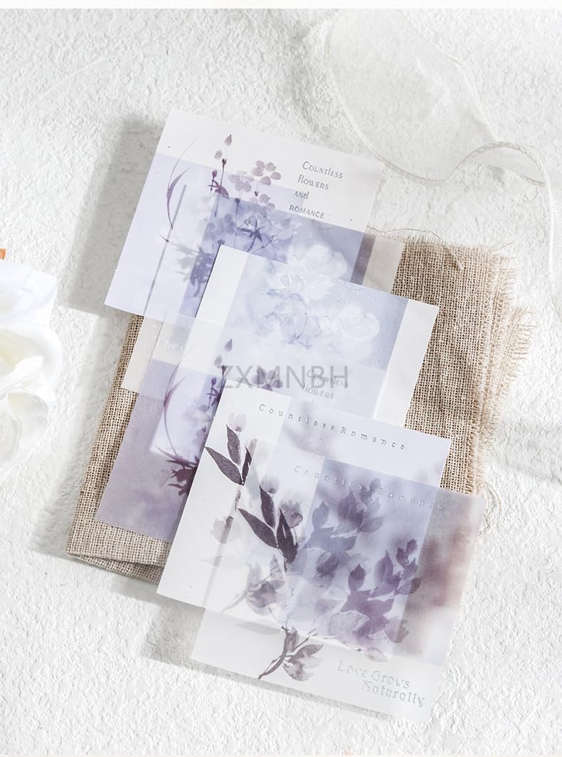 ZXMNBH Kit de papel para álbumes de recortes, flores azules, collage, agenda, materiales para adultos, suministros de decoración, 20 unidades/paquete
