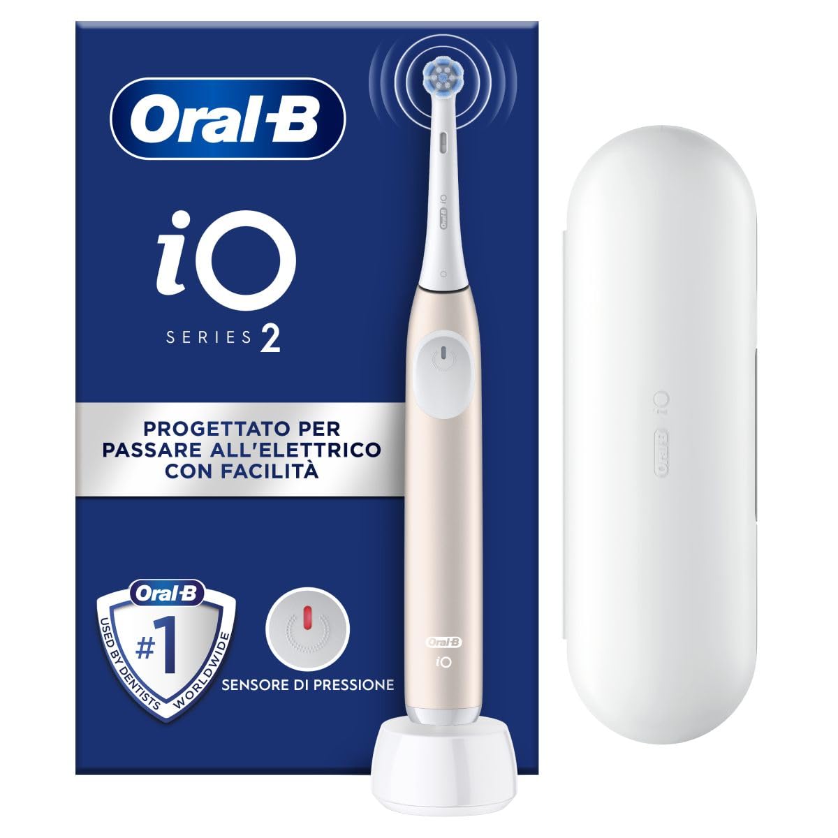 Oral-B Spazzolino Elettrico iO 2 Rosa, 1 Testine Di Ricambio, Spazzolino Elettrico Ricaricabile, Pulizia Denti Efficace, Sensore Di Pressione, Delicato Sulle Gengive, Custodia Da Viaggio