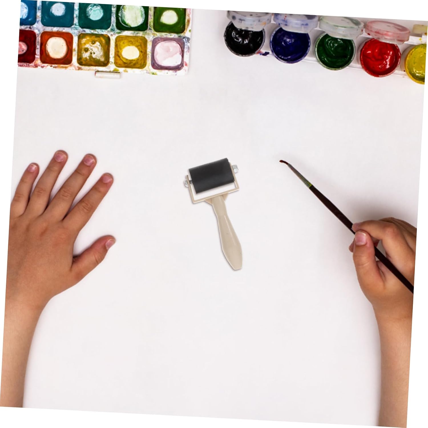 SHOWERORO Ergonomic Handle Design Printmaking Brayers 6pcs Ink Glue Roller Tool for Stamping and Printing