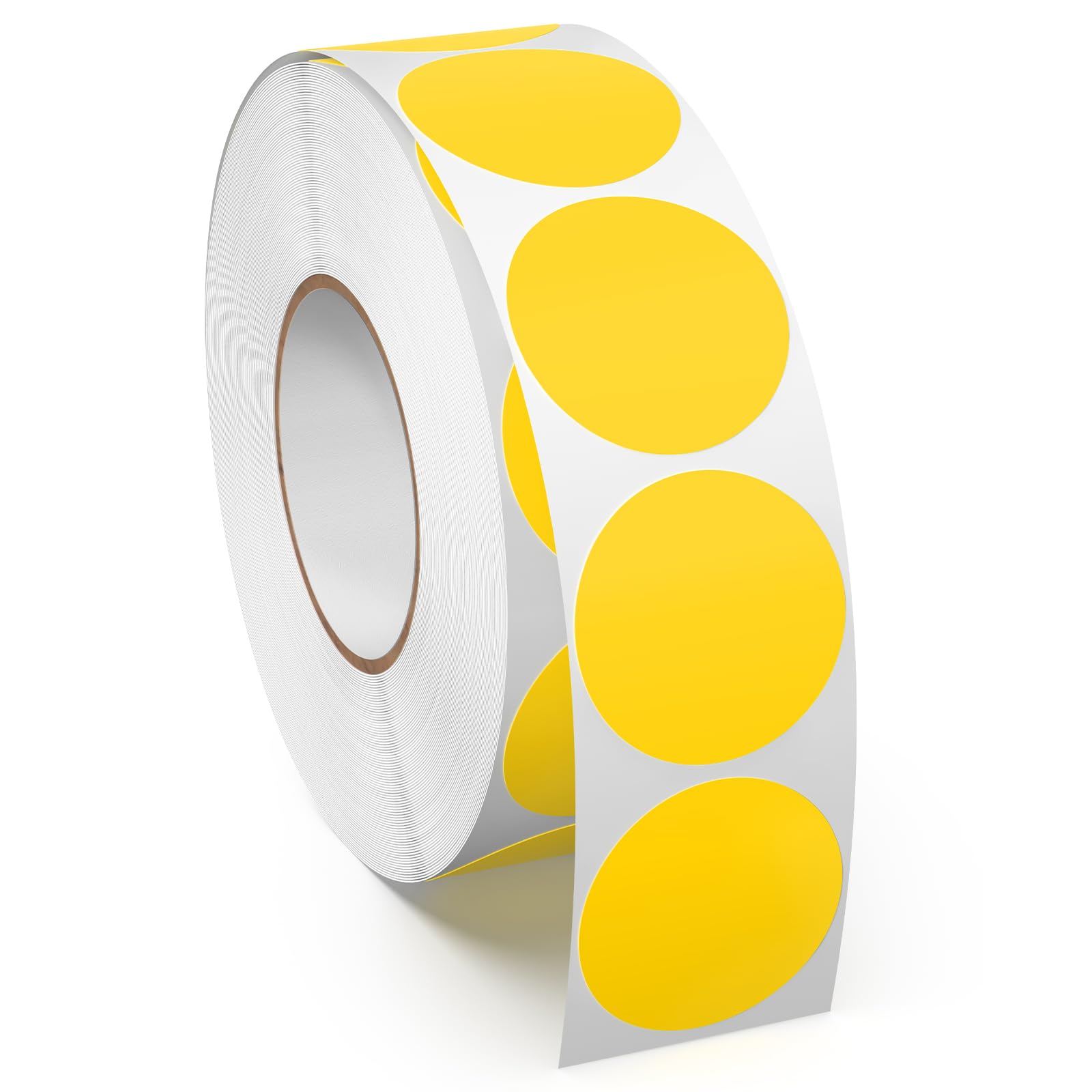Meitaat Yellow Round Stickers Roll Vinyl 25 mm Self-Adhesive Sticky Circle Labels Coloured Coding Dot Floor Sticker Waterproof Removable 1000 PCS
