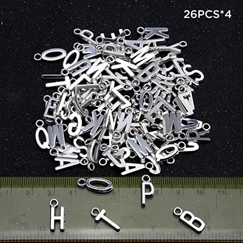 SAVITA Letter Charms Mini Uppercase Alphabet A-Z Zinc Alloy Bracelet Necklace Pendants for DIY Jewelry Making