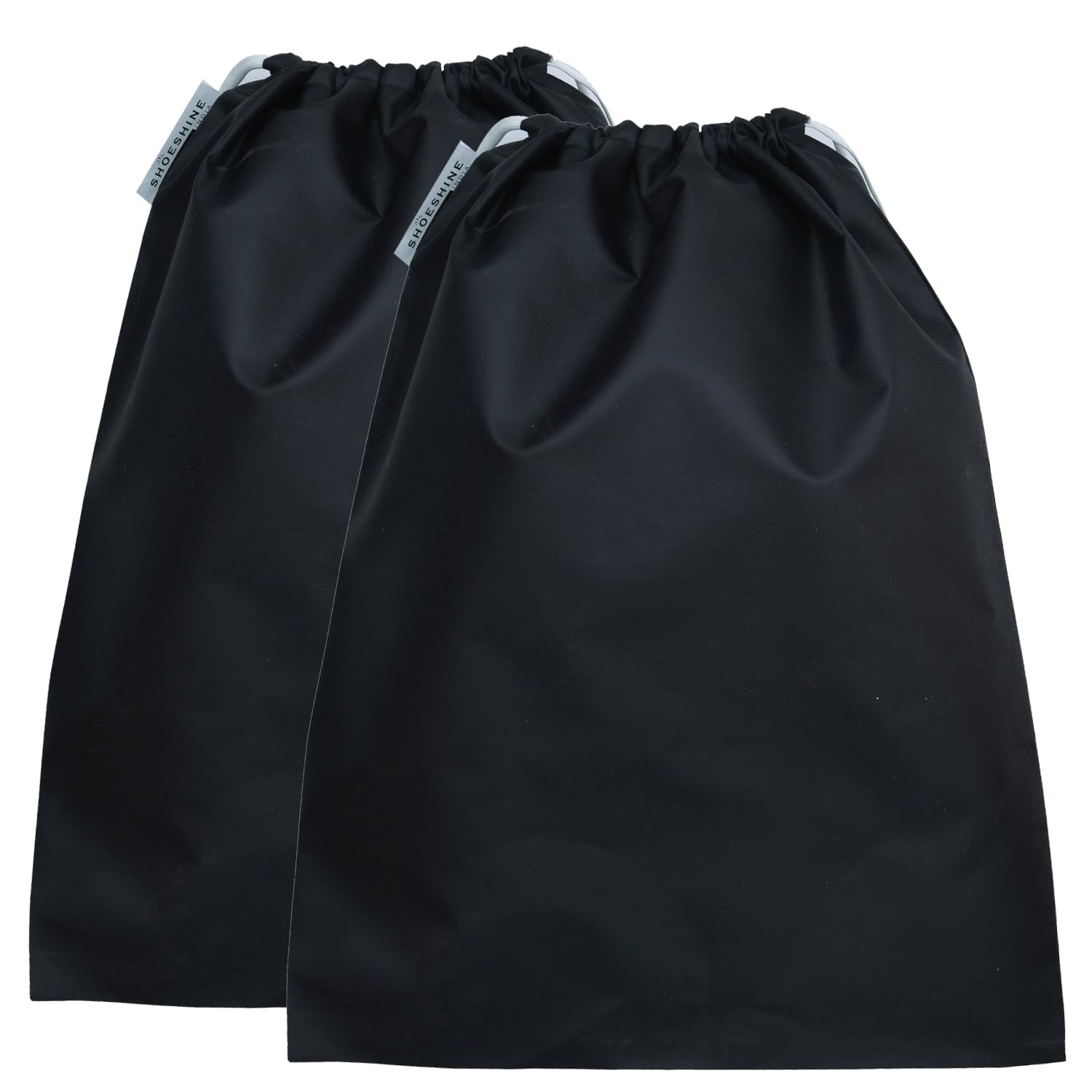 Nylon Soft Shoe Pouch Bags for Travel - 2 Pcs Black