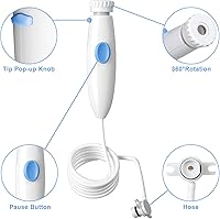 Vista 2 de Accesorios de higiene bucal, manguera de agua, mango de plástico, compatible con irrigador oral Waterpik Wp-100 WP-900, paquete de 1 mango/manguera