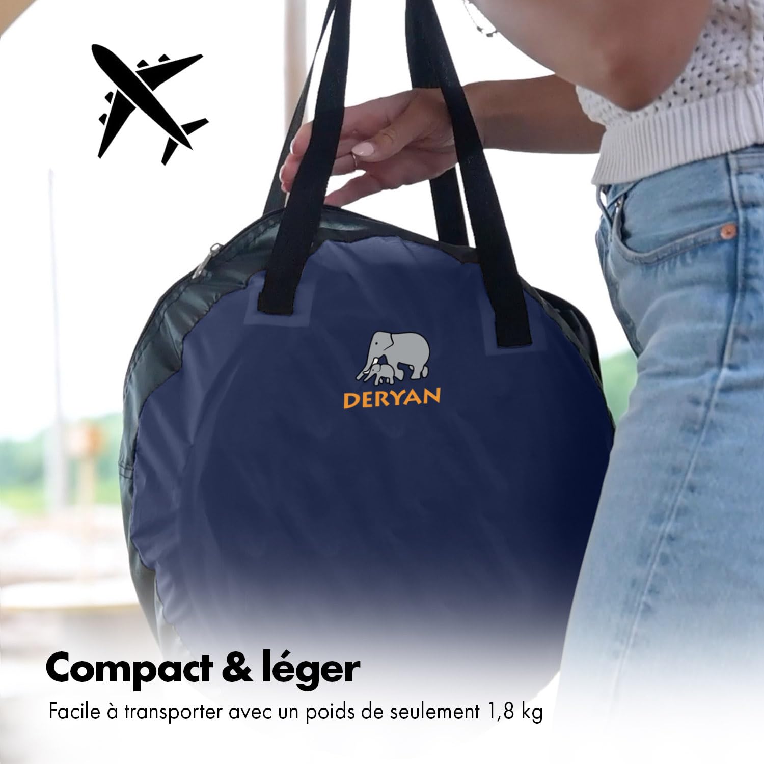 Deryan lit Parapluie Bébé avec Matelas, Lit bébé de la Naissance Jusqu’à 2,5 Ans, Pop Up Tente pour Bébé Montée en 2 Secondes, Moustiquaire & Sac de Voyage Inclus, Facile à Plier, 120x75cm, Navy