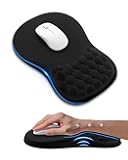 Ergonomic Mouse Pad with Wrist Rest, Slope Design Memory Foam Support, Smooth Lycra Surface, Non-Slip PU Base, Comfortable Mouse Mat for Office, Home, Computer Desk, Black