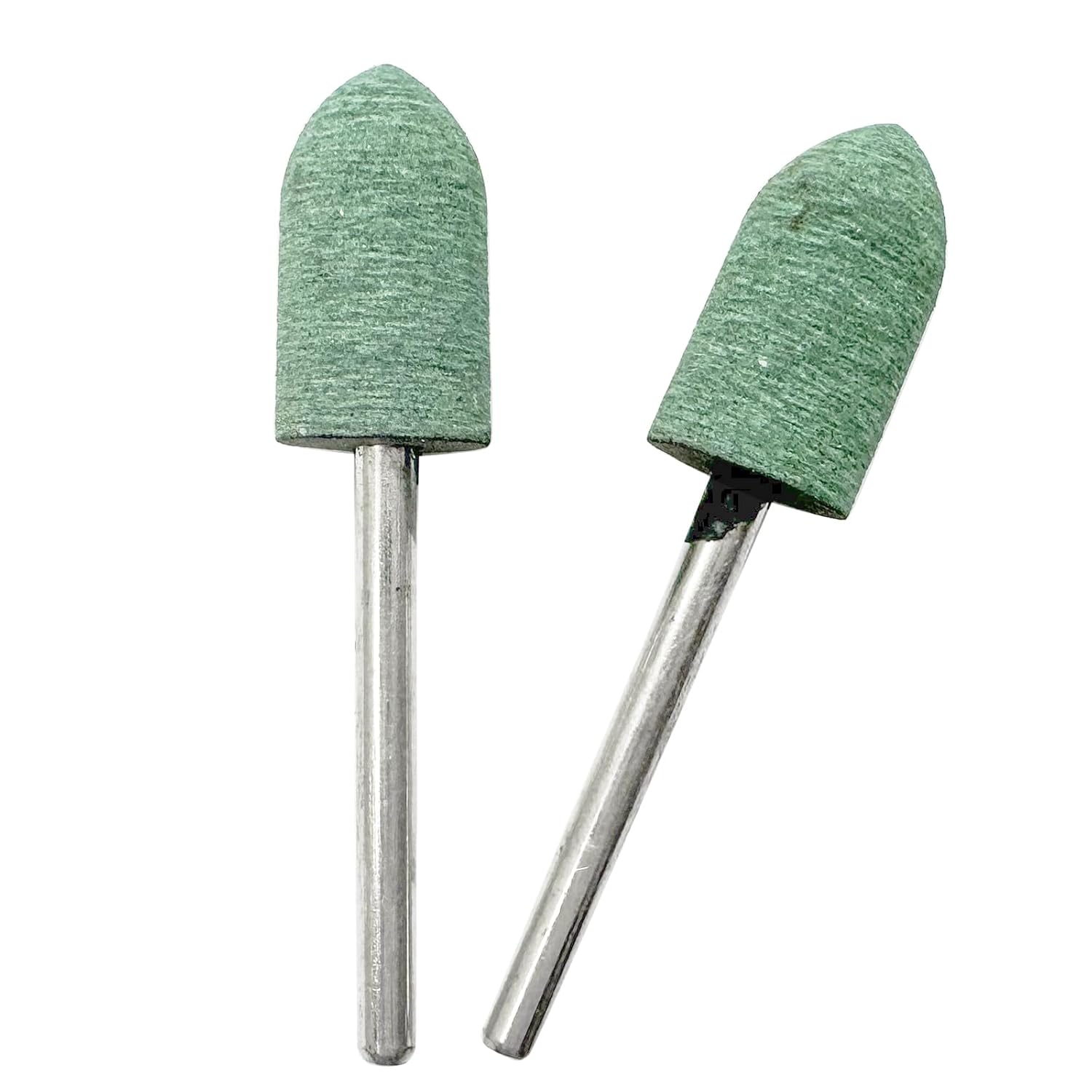 20Pcs Rubber Polishing Burrs Bit,6mm Bullet Head Polishing Burr Bits with 3mm(1/8Inch) Shank,Rubber Grinding Bit for Rotary Tools(Green)