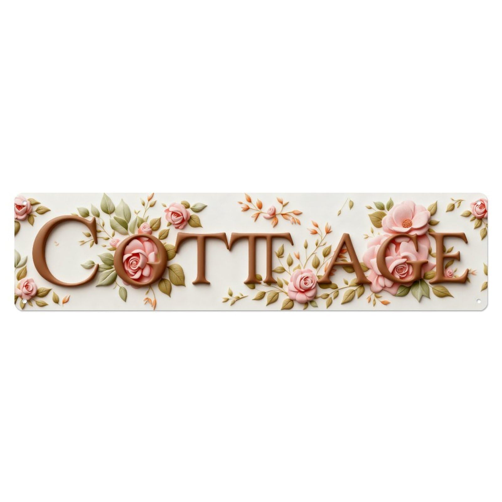 Floral Rose Garden Cottage Style Metal Tin Sign Plaque