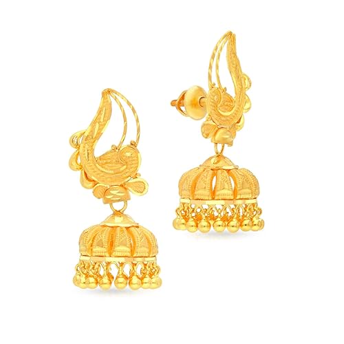 22 KT (916) purity Yellow Gold Malabar Gold Earring EGABJCO0219_Y for Women