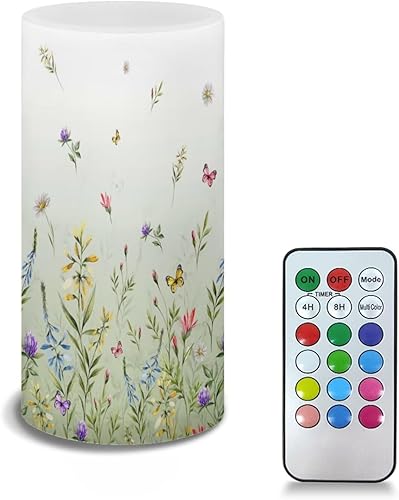 NDISTIN Velas sin llama de flores florales que cambian de color, velas LED de varios tamaños para exteriores