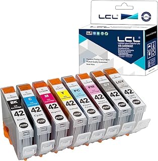 LCL Compatible for Canon CLI-42 CLI42 (8-Pack BK C M Y PC PM GY LGY) Ink Cartridge for Canon PIXMA Pro-100 Pro-100S