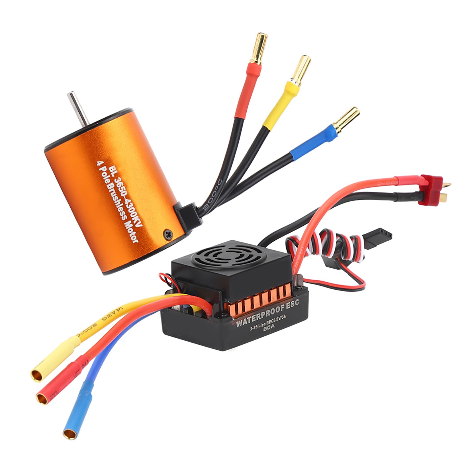Set Motore RC Ed ESC, Set Combinato ESC 80A Motore Brushless Impermeabile 4 Poli 2300KV Per Batteria Al Litio 1/10 RC Auto 2-3S - Foto 4