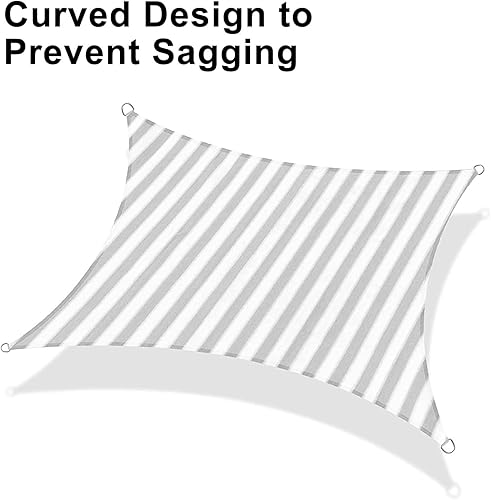 Miniatura 6 de LOVE STORY Toldo parasol rectangular de 8 x 12 pies, para exteriores, color gris claro y rayas blancas (hacemos tamaño personalizado)