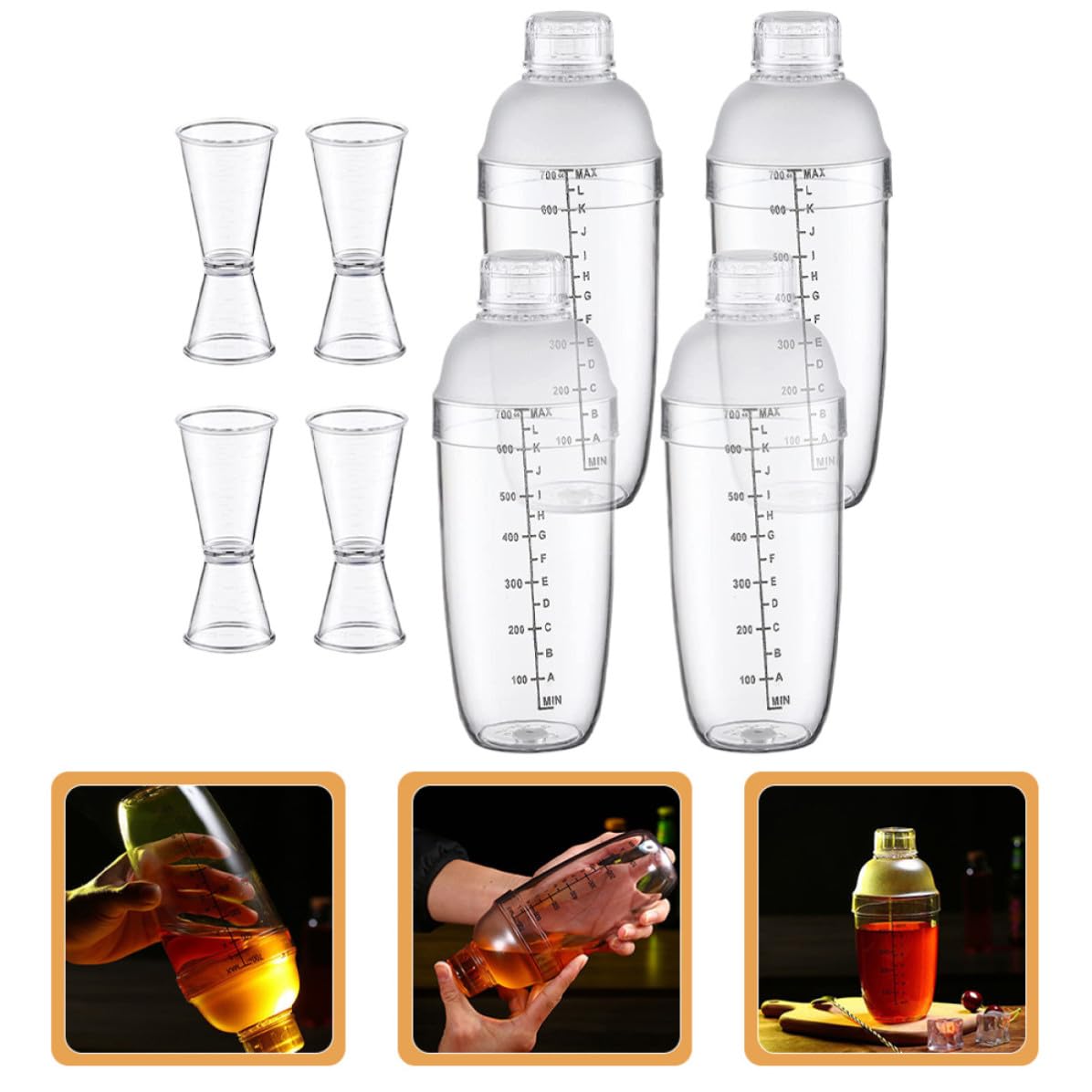 Ciieeo Shaker per Cocktail 700ml in Plastica, Shaker per Bevande Graduato, Tecnologia di Tenuta ad Alta Tenuta, per Bartender, Casa e Bar